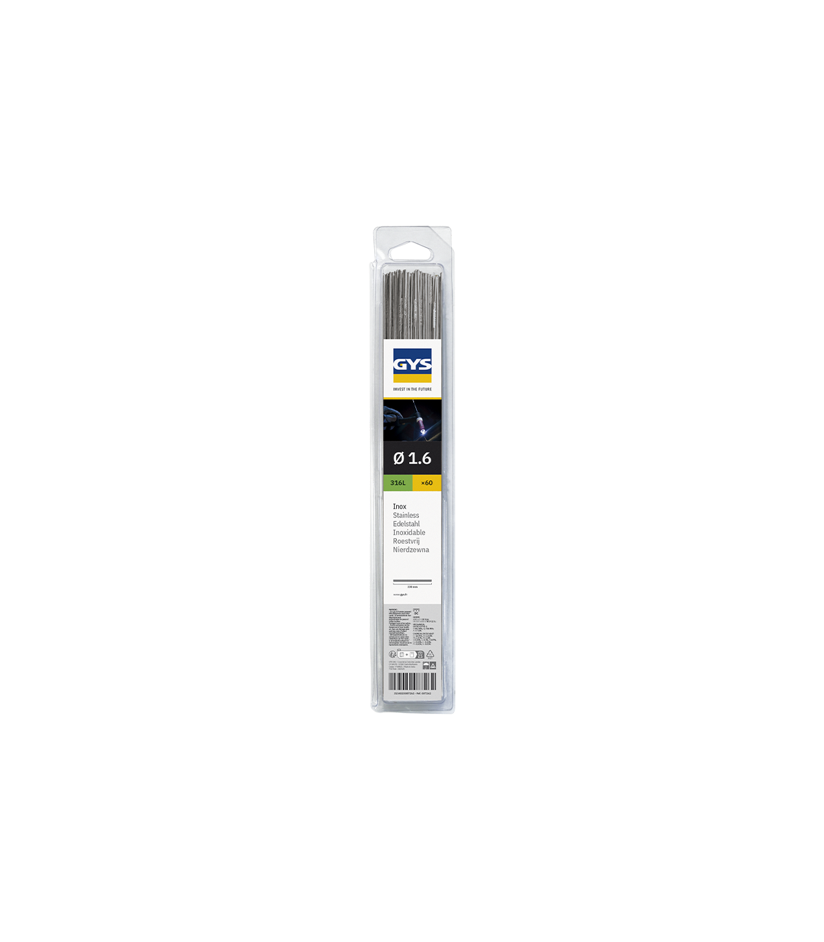 60 baguettes TIG inox (316L) Ø1,6 m GYS