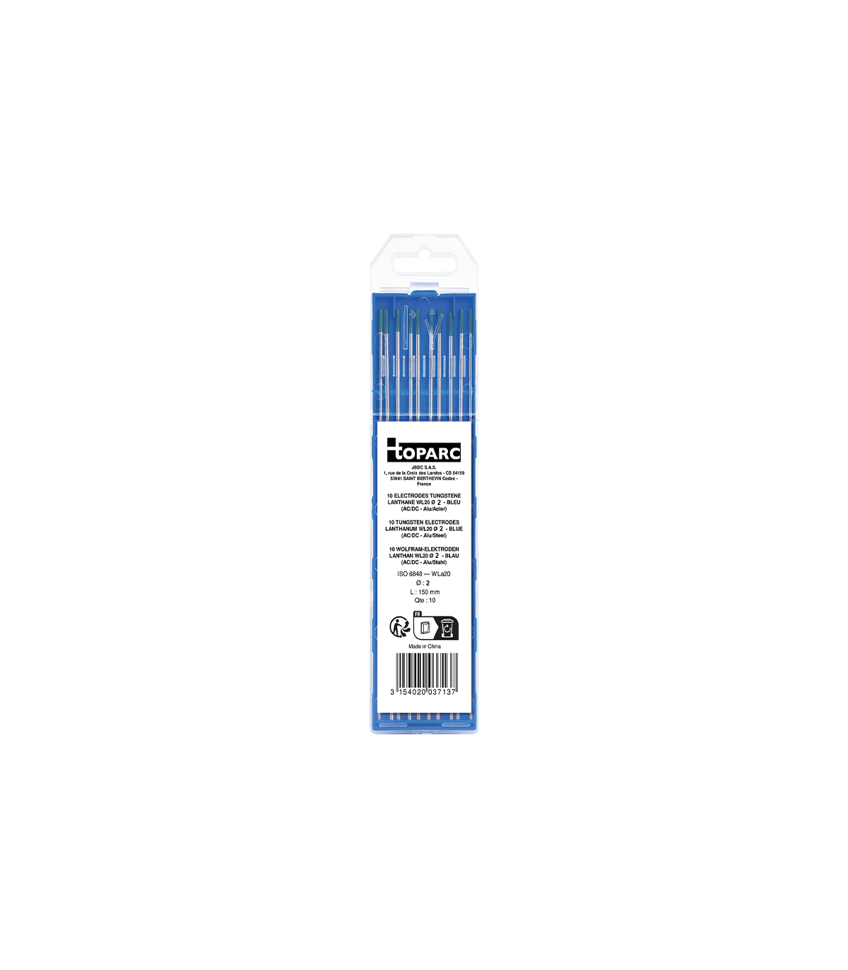 10 électrodes tungstène lanthane WL20 Ø2 mm GYS