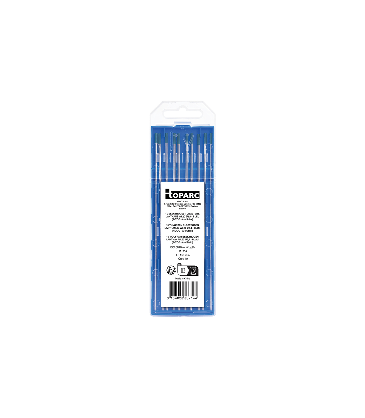 10 électrodes tungstène lanthane WL20 Ø2,4 mm GYS