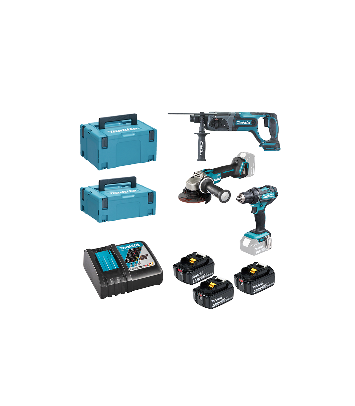 Pack de 3 machines 18V (DDF482 + DGA504 + DHR241) MAKITA