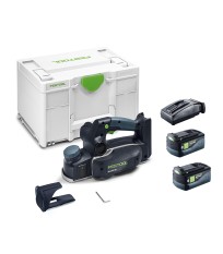 Rabot HLC 82 EB-Basic + 2 batteries 18V 5 Ah HP-ASI + 1 chargeur TCL 6 FESTOOL