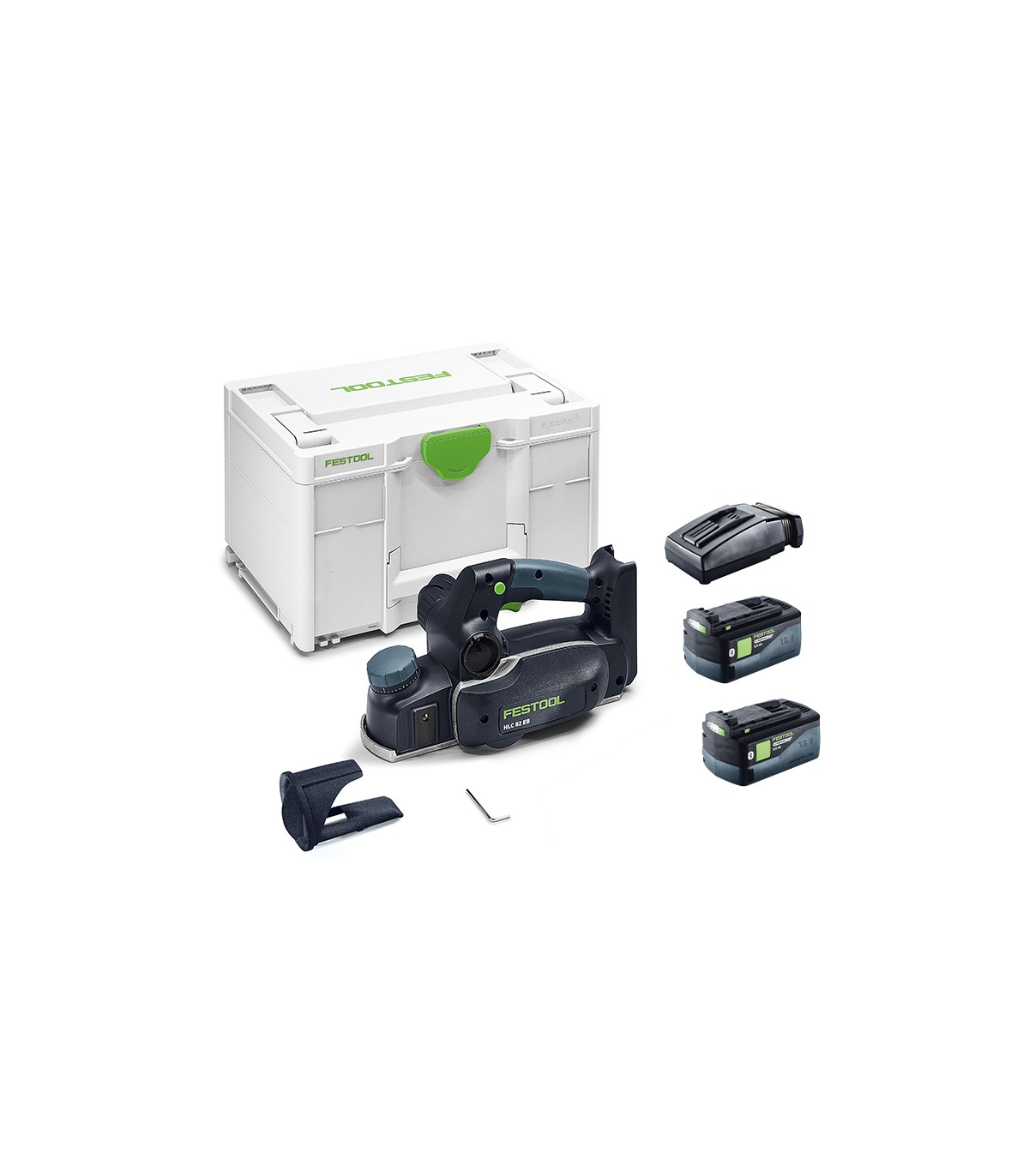 Rabot HLC 82 EB-Basic + 2 batteries 18V 5 Ah HP-ASI + 1 chargeur TCL 6 FESTOOL
