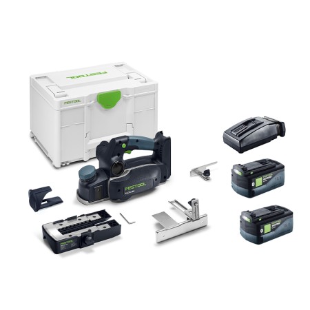 Rabot HLC 82 EB-Basic-Set + 2 batteries 18V 5 Ah HP-ASI + 1 chargeur TCL 6 FESTOOL