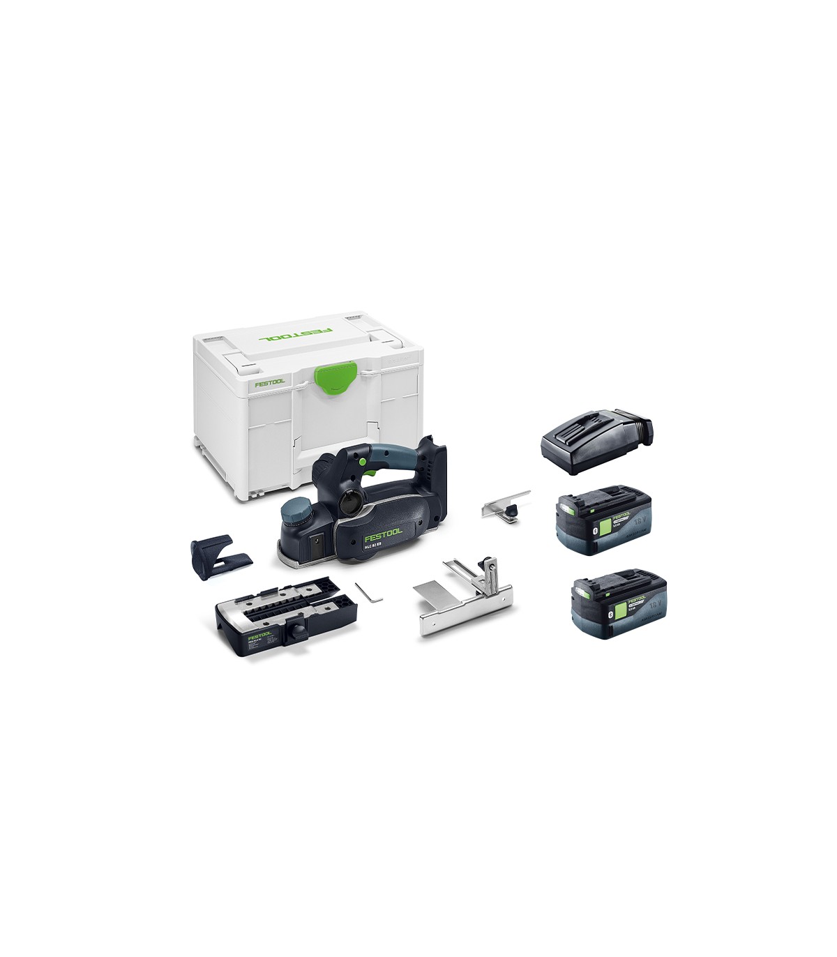 Rabot HLC 82 EB-Basic-Set + 2 batteries 18V 5 Ah HP-ASI + 1 chargeur TCL 6 FESTOOL