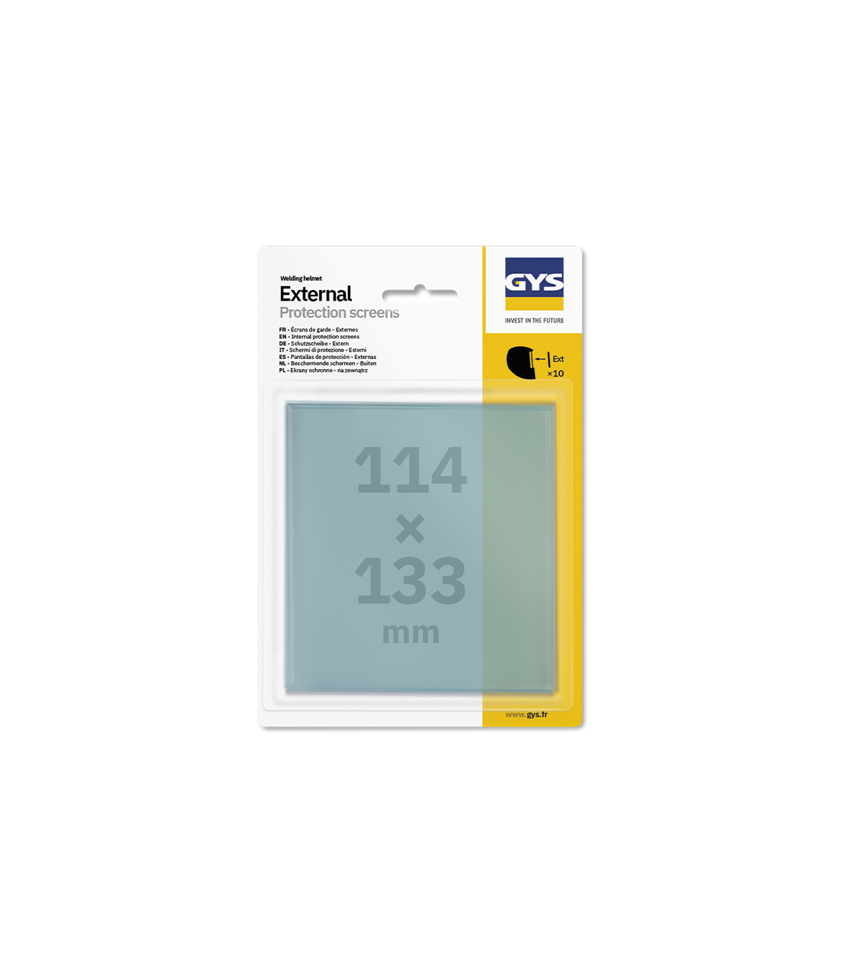 10 Écrans de protection externes 114 x 133 mm GYSMATIC 9/13 - 5/13 / ERGOTECH / SPACEVIEW GYS