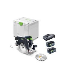 Scie circulaire à capot basculant Ø160 mm 18V HKC 55 KEB-Basic + 2 batteries 18V 5 Ah HP-ASI + 1 chargeur TCL 6 FESTOOL