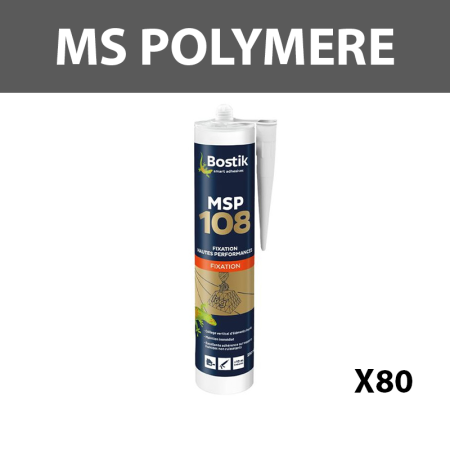 Lot de 80 mastics-colles polymère "MSP108" Fixation lourde Blanc 290ml BOSTIK