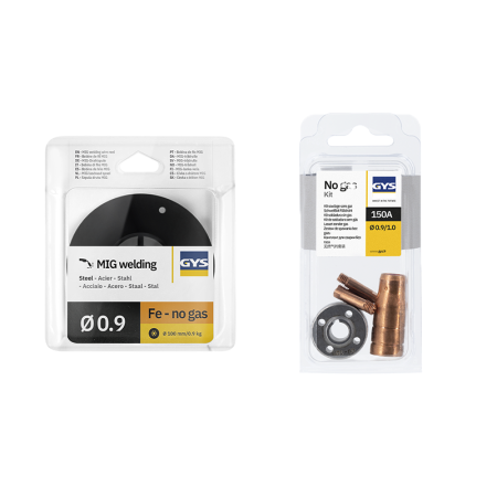 Fil fourré NO GAZ Ø0,9 mm S100 + Kit NO GAS 150 A type A GYS