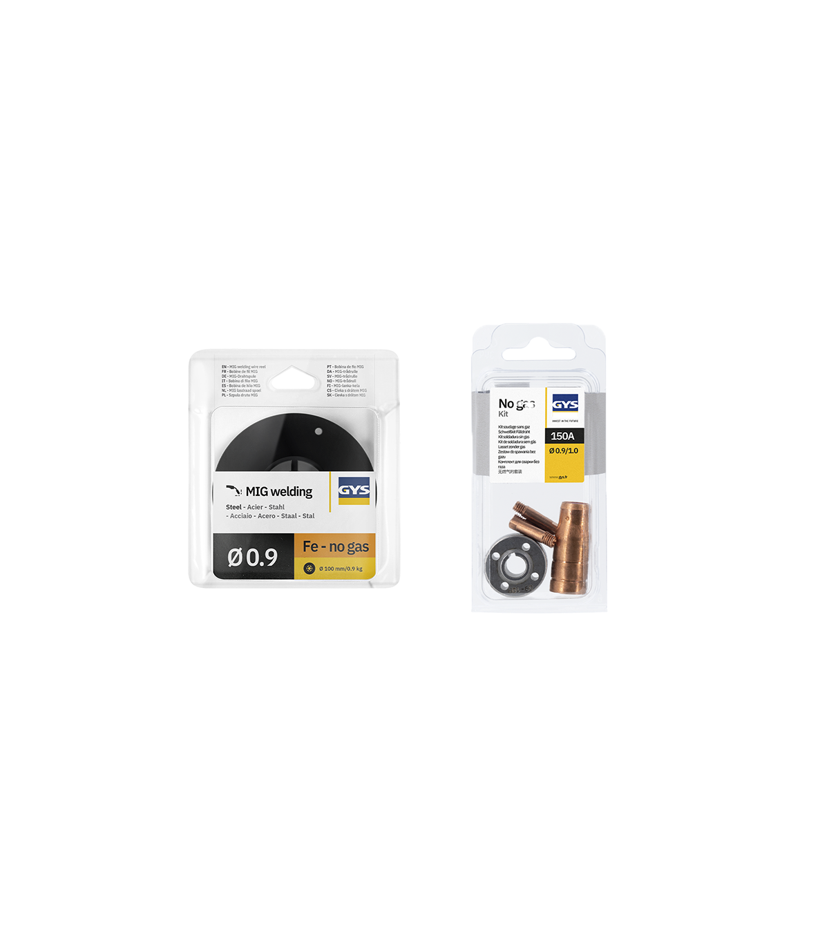 Fil fourré NO GAZ Ø0,9 mm S100 + Kit NO GAS 150 A type A GYS