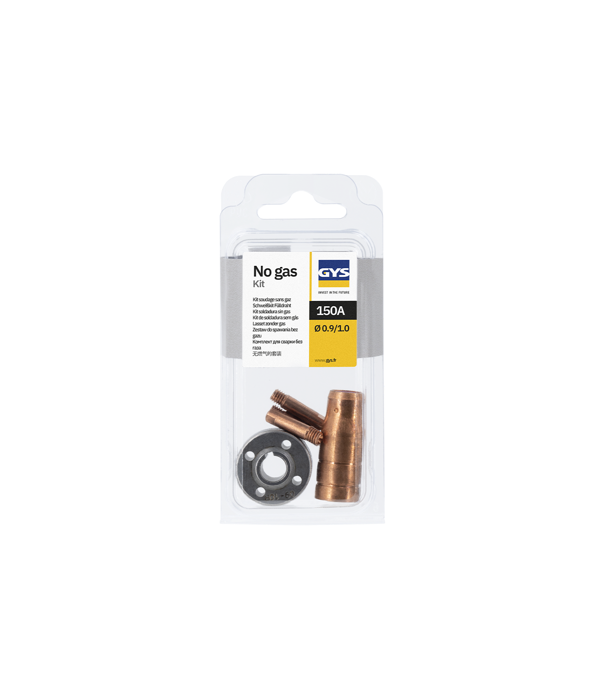 Fil fourré NO GAZ Ø0,9 mm S100 + Kit NO GAS 150 A type A GYS