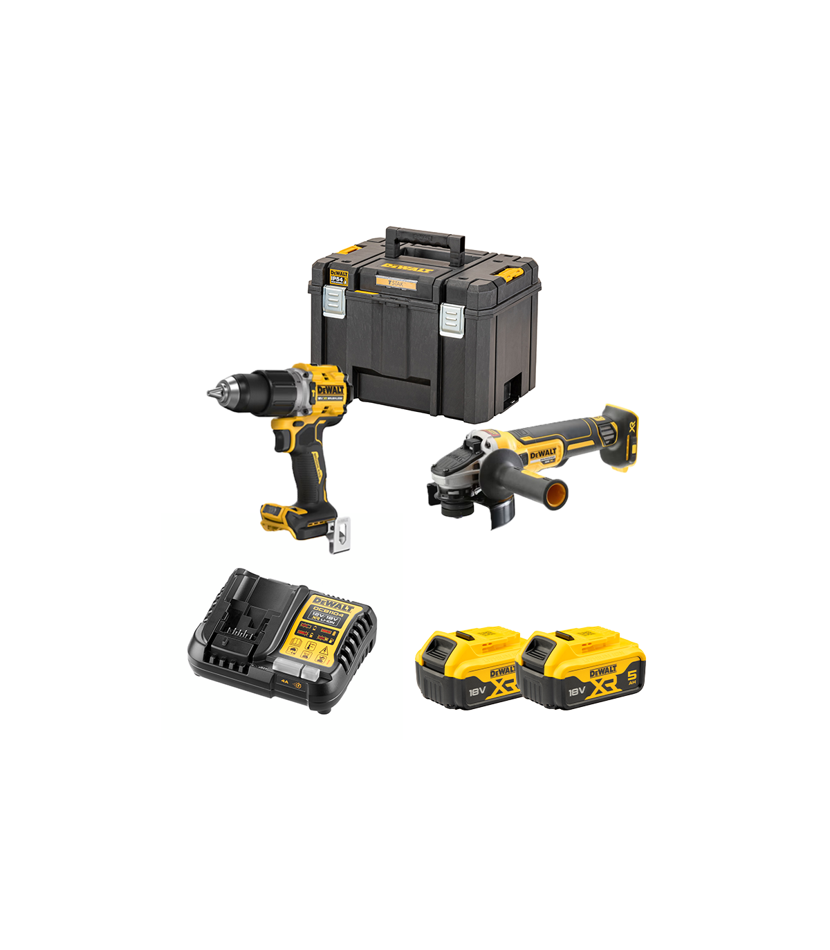 Pack 2 outils 18V Perceuse-visseuse à percussion DCD805N + Meuleuse Ø125 mm DCG405N DEWALT