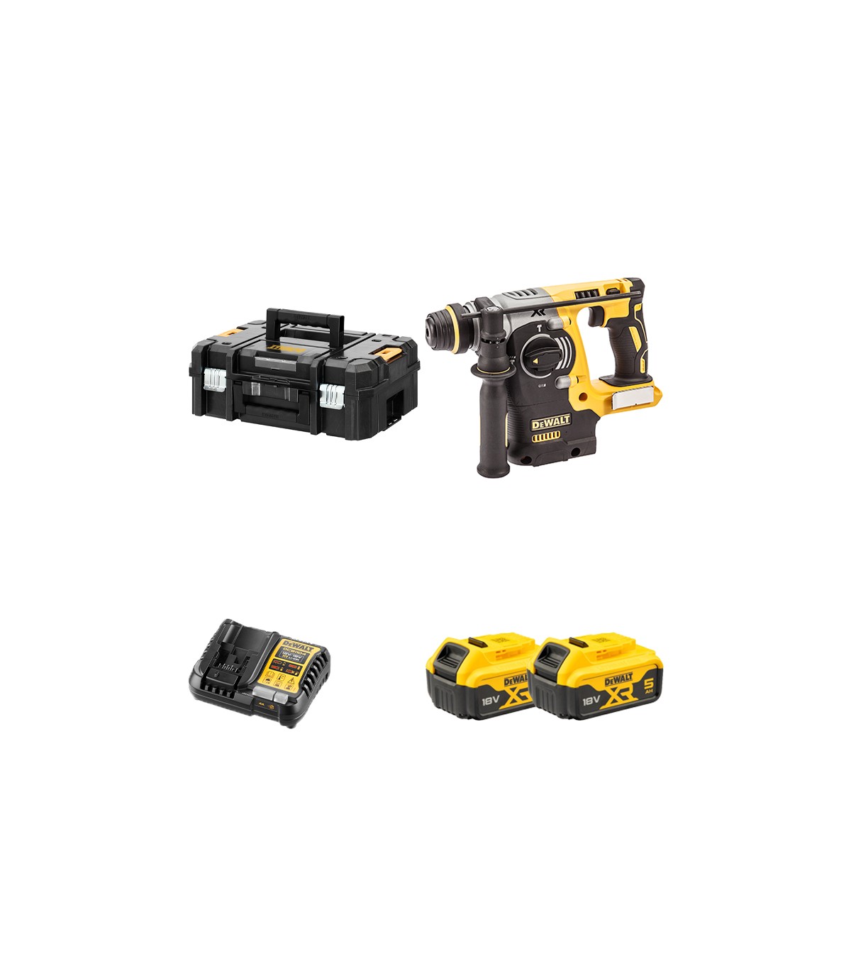 Perforateur  SDS Plus 18V DCH273NT-XJ + 2 batteries 18V 5 Ah + 1 chargeur DCB1104-QW DEWALT