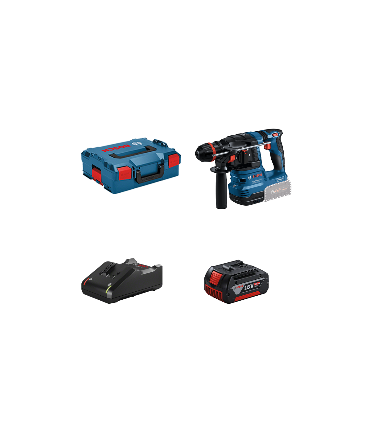 Perforateur GBH 18V-22 X + 1 batterie GBA 18V 4 Ah + 1 chargeur GAL 18V-40 BOSCH