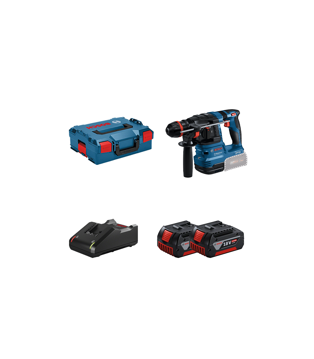 Perforateur GBH 18V-22 X + 2 batteries GBA 18V 4 Ah + 1 chargeur GAL 18V-40 BOSCH