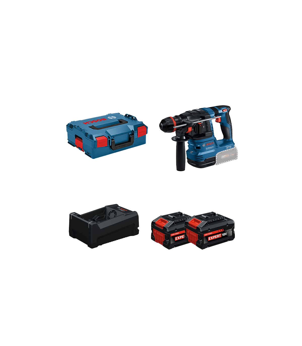 Perforateur GBH 18V-22 X + 2 Batteries EXPERT 5,5 Ah + 1 Chargeur GAL 12V/18V-80 BOSCH