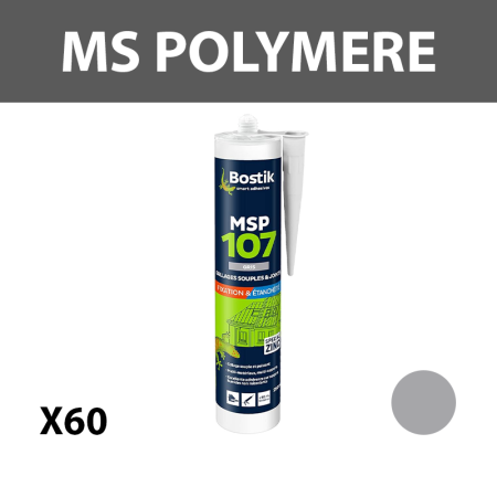 Lot de 60 mastics-colles polymère "MSP107" Gris 290ml BOSTIK