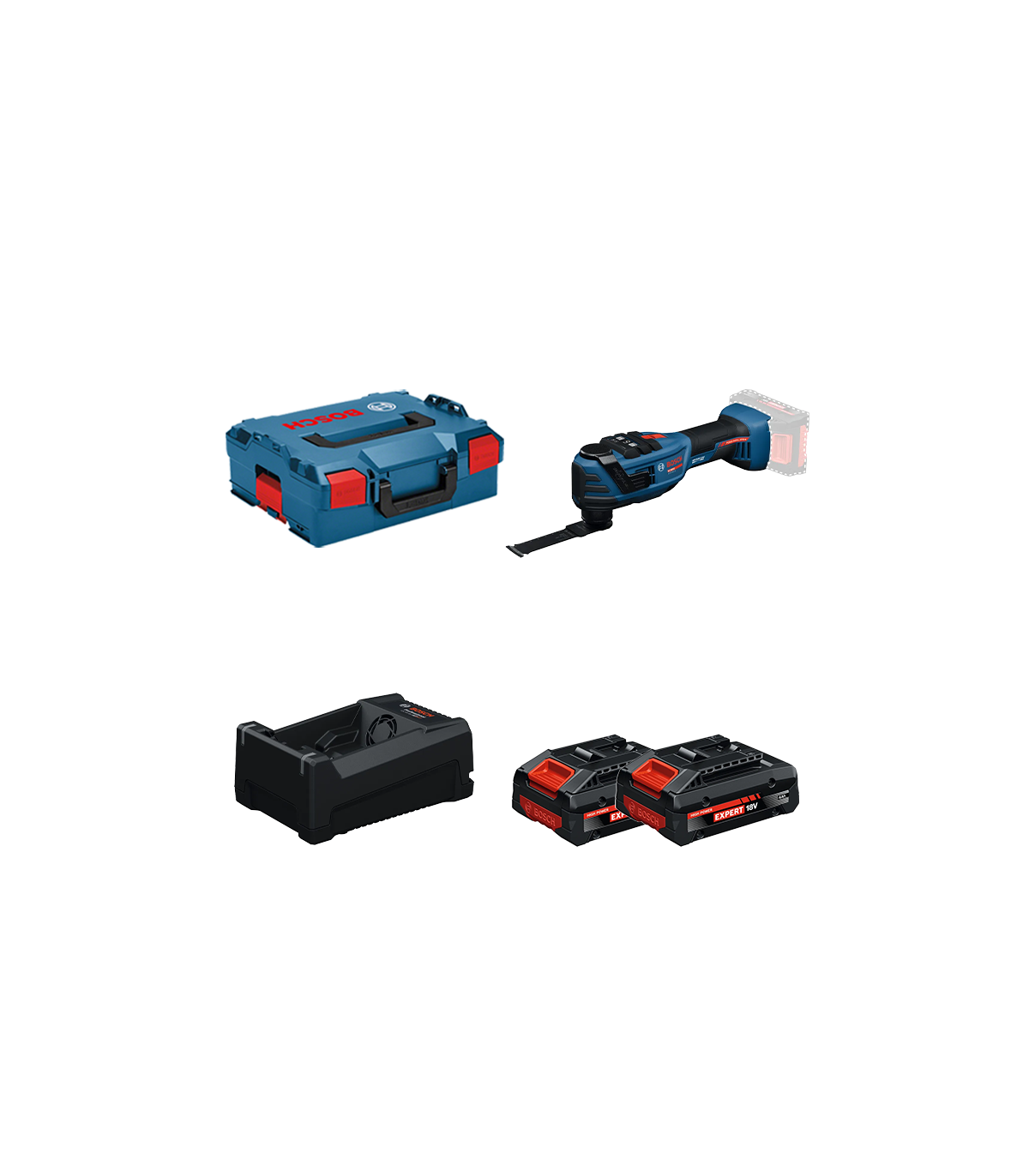 Découpeur-ponceur EXPERT EXOP18V-40 + 2 Batteries EXPERT 4 Ah + 1 Chargeur GAL 12V/18V-80 BOSCH