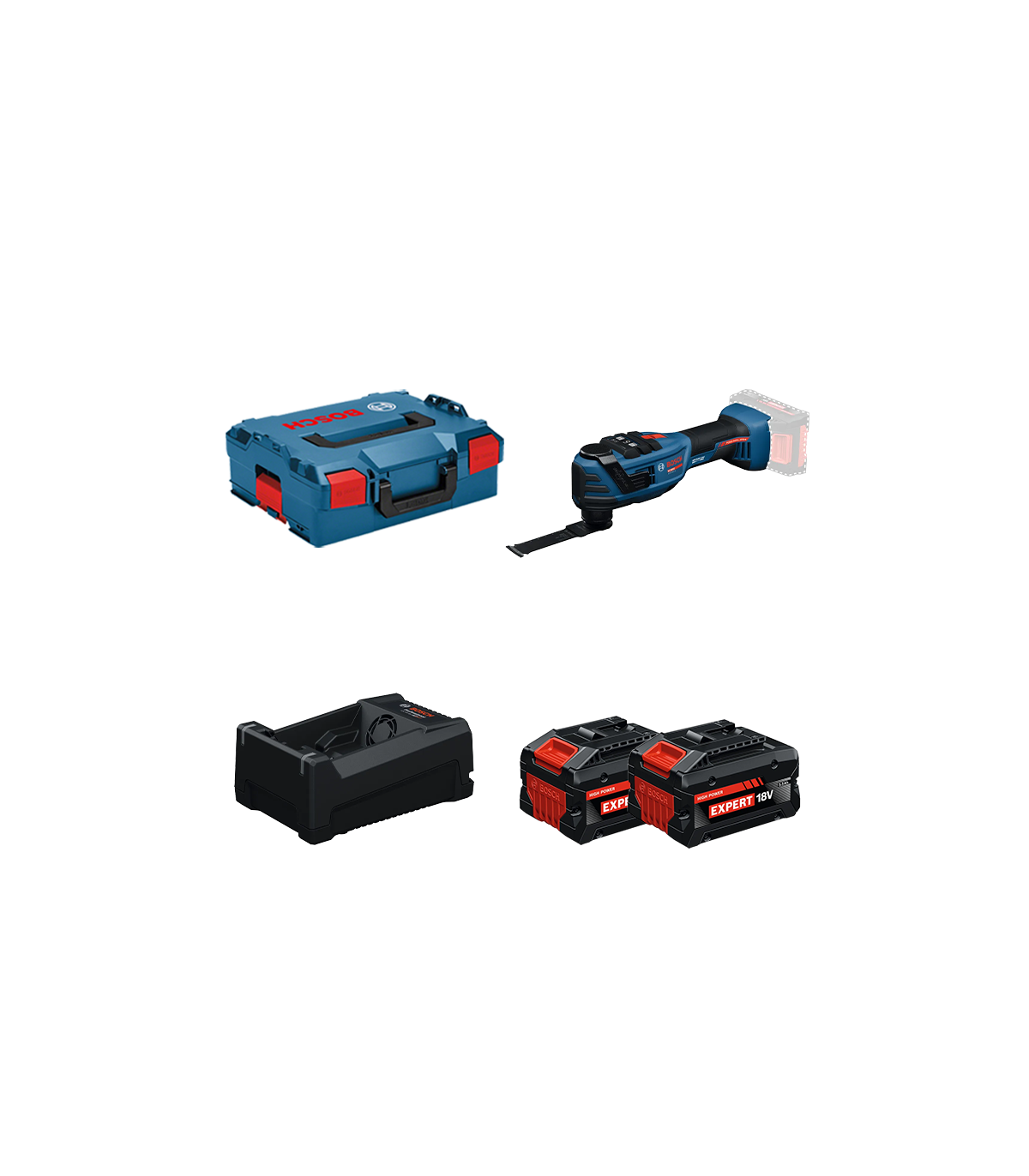 Découpeur-ponceur EXPERT EXOP18V-40 + 2 Batteries EXPERT 5,5 Ah + 1 Chargeur GAL 12V/18V-80 BOSCH