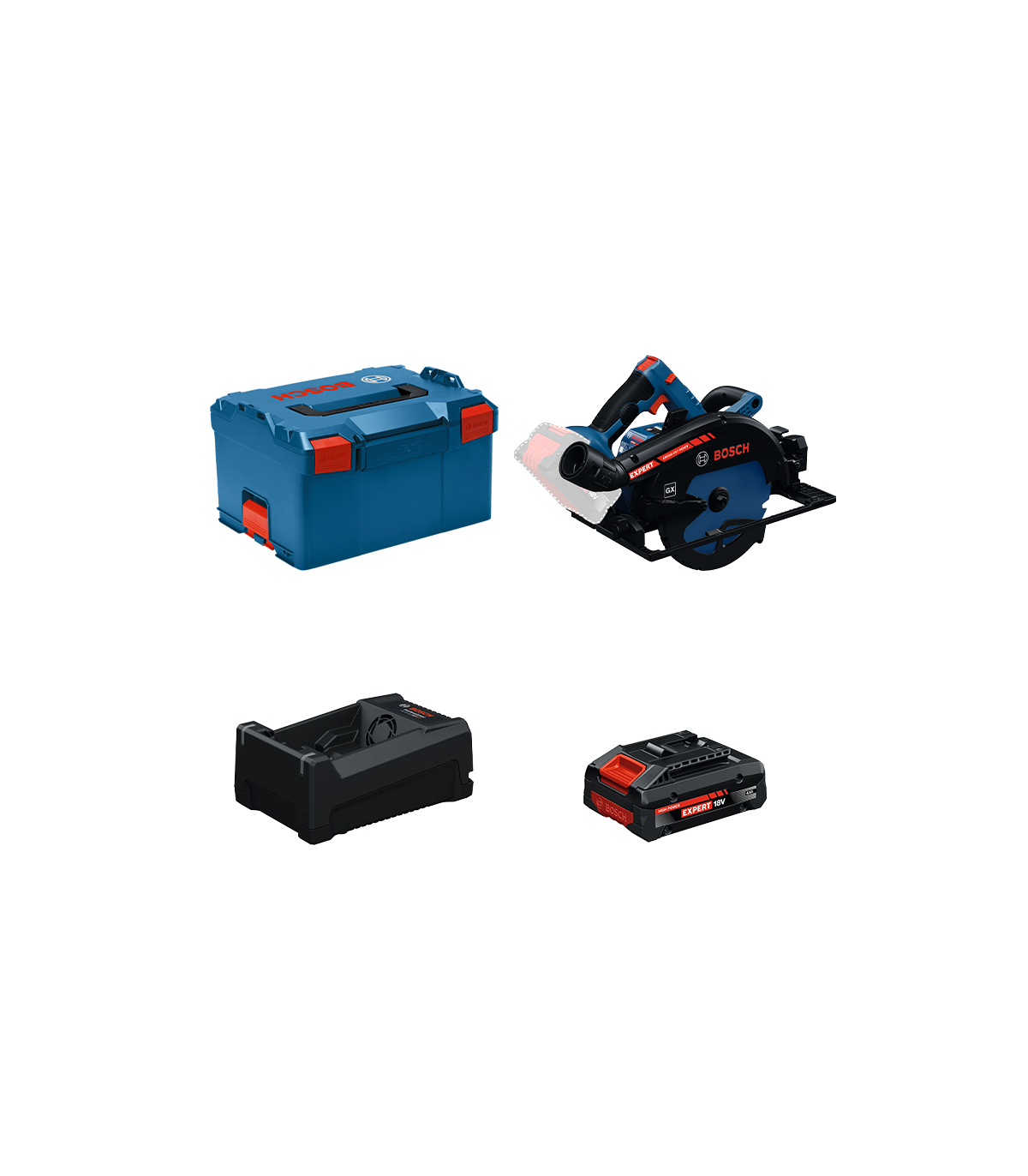 Scie circulaire EXPERT EXKS18V-68GX + 1 Batterie EXPERT 4 Ah + 1 Chargeur GAL 12V/18V-80 BOSCH