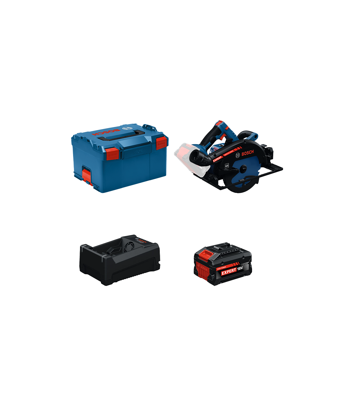 Scie circulaire EXPERT EXKS18V-68GX + 1 Batterie EXPERT 5,5 Ah + 1 Chargeur GAL 12V/18V-80 BOSCH