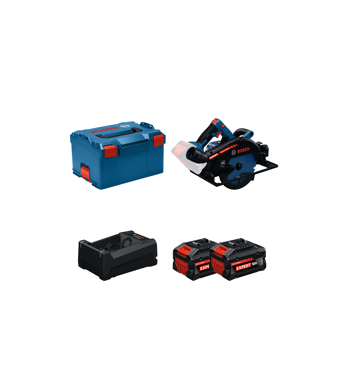Scie circulaire EXPERT EXKS18V-68GX + 2 Batteries EXPERT 5,5 Ah + 1 Chargeur GAL 12V/18V-80 BOSCH