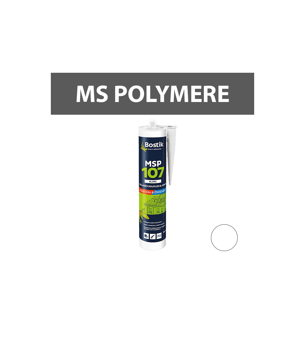 Mastic-colle polymère "MSP107" Blanc 290ml BOSTIK