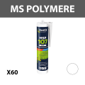 Lot de 60 mastics-colles polymère "MSP107" Blanc 290ml BOSTIK