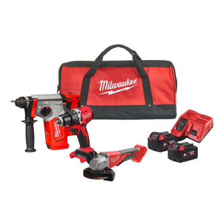 Pack 3 outils 18V M18 BLPP3C-502 (M18 BLPDRC + M18 BLH + M18 BLSAG125XPD) MILWAUKEE