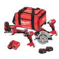 Pack 5 outils 18V M18 FPP5FR-502B (M18 BLDDRC + M18 BLIDRC + M18 FBJS + M18 BLCS66 + M18 BMT) MILWAUKEE