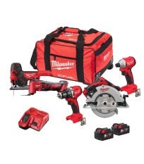 Pack 5 outils 18V M18 FPP5FR-502B (M18 BLDDRC + M18 BLIDRC + M18 FBJS + M18 BLCS66 + M18 BMT) MILWAUKEE