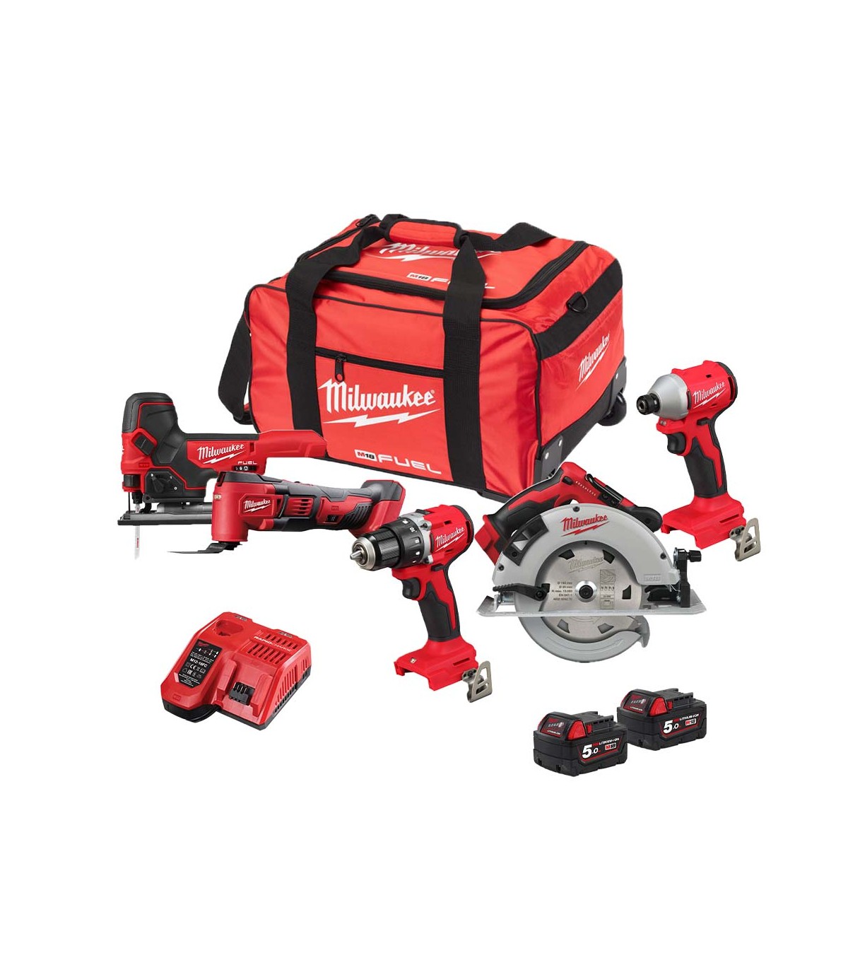 Pack 5 outils 18V M18 FPP5FR-502B (M18 BLDDRC + M18 BLIDRC + M18 FBJS + M18 BLCS66 + M18 BMT) MILWAUKEE