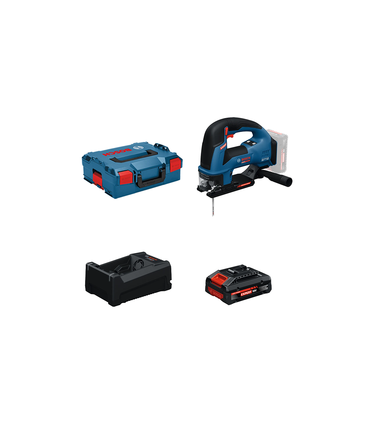 Scie sauteuse EXPERT EXST18V-155B + 1 Batterie EXPERT 4 Ah + 1 Chargeur GAL 12V/18V-80 BOSCH