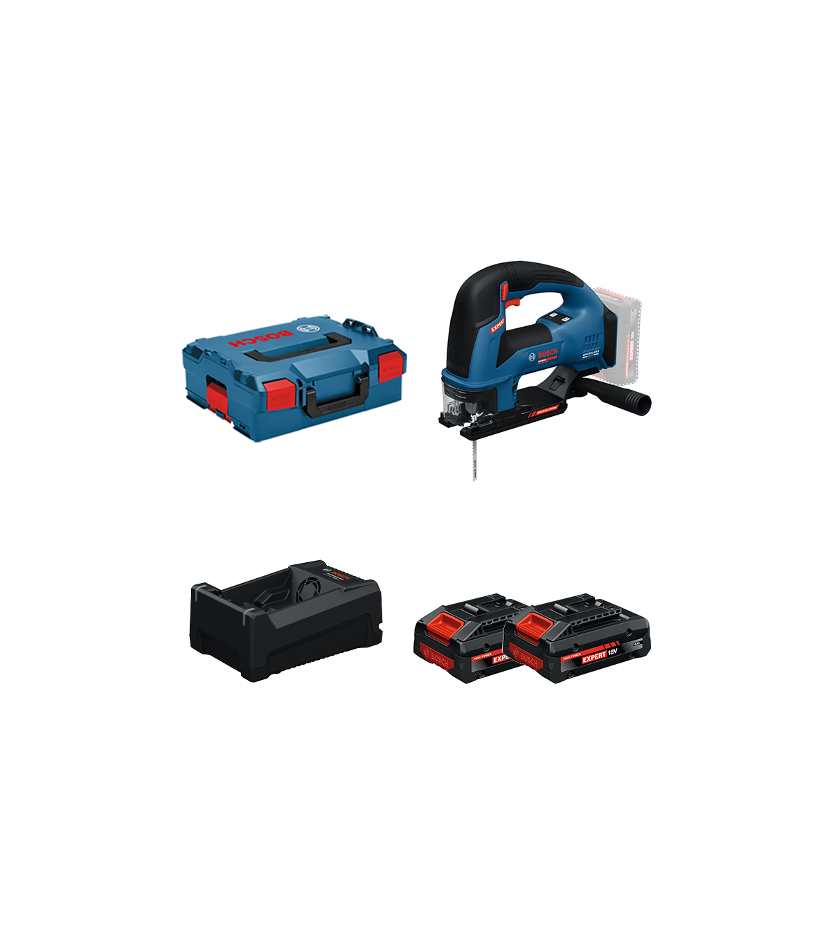 Scie sauteuse EXPERT EXST18V-155B + 2 Batteries EXPERT 4 Ah + 1 Chargeur GAL 12V/18V-80 BOSCH
