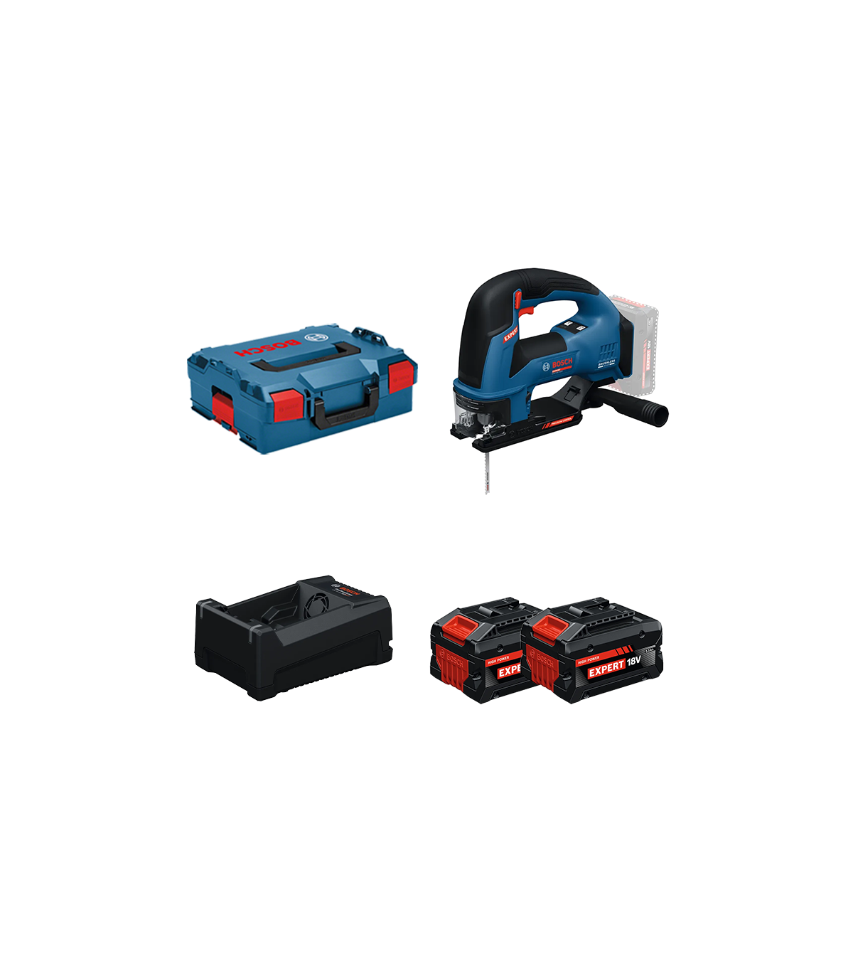 Scie sauteuse EXPERT EXST18V-155B + 2 Batteries EXPERT 5,5 Ah + 1 Chargeur GAL 12V/18V-80 BOSCH