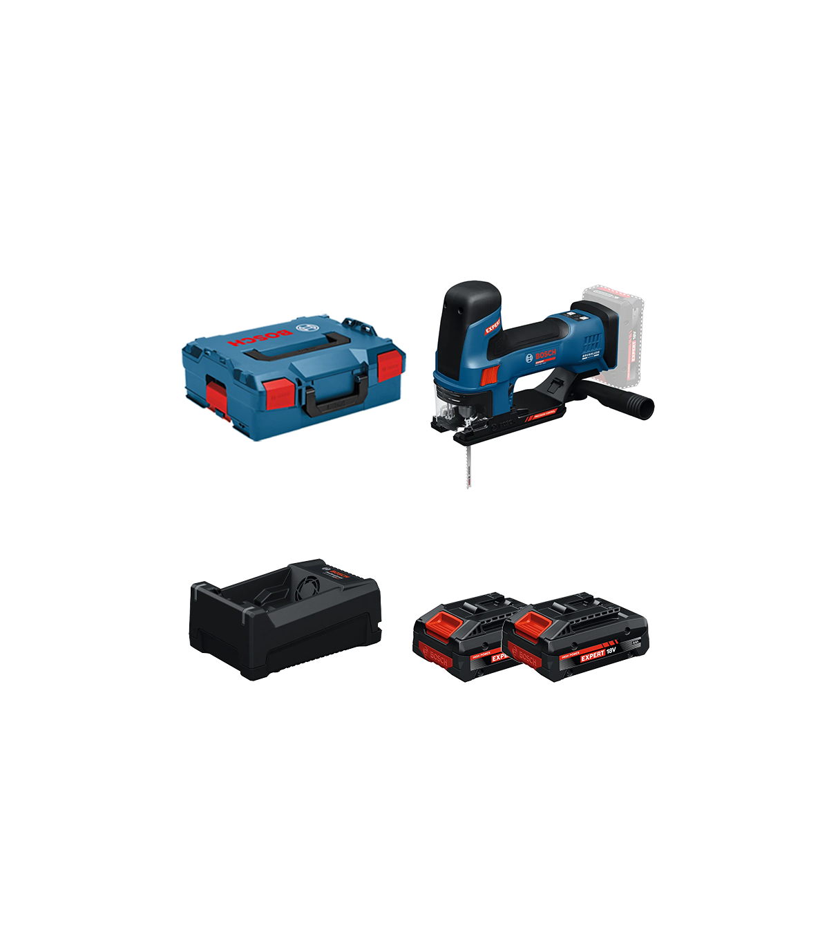Scie sauteuse EXPERT EXST 18V-155 S + 2 Batteries EXPERT 4 Ah + 1 Chargeur GAL 12V/18V-80 BOSCH