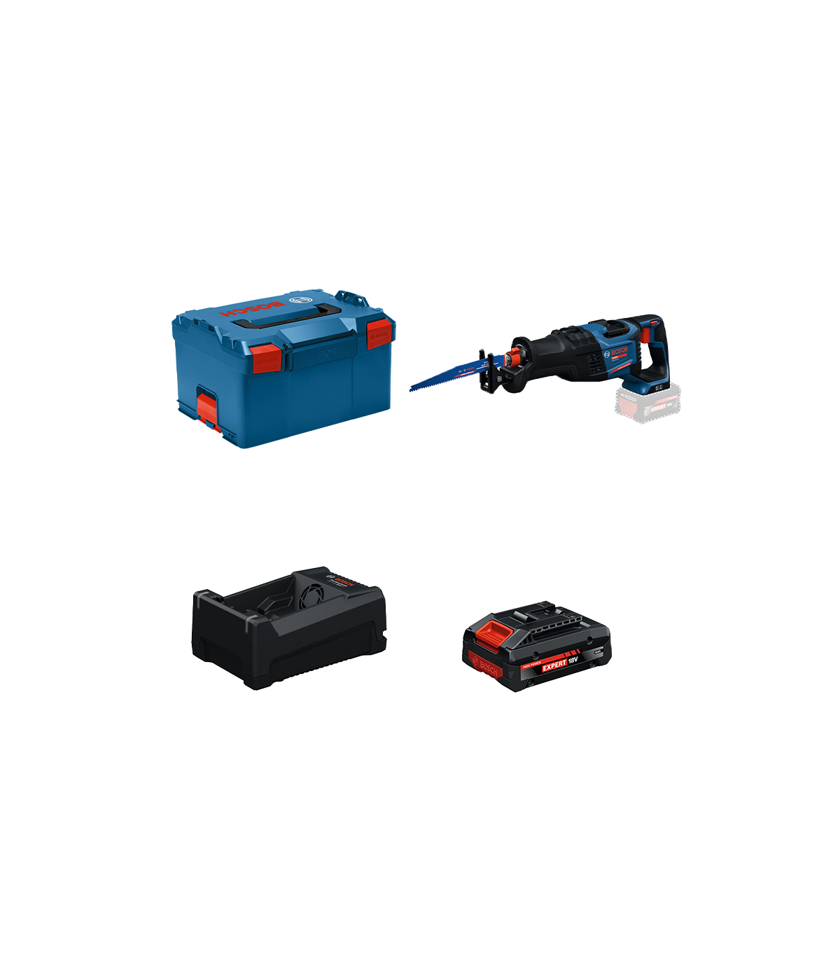 Scie sabre EXSAB 18V-32 + 1 Batterie EXPERT 4 Ah + 1 Chargeur GAL 12V/18V-80 BOSCH