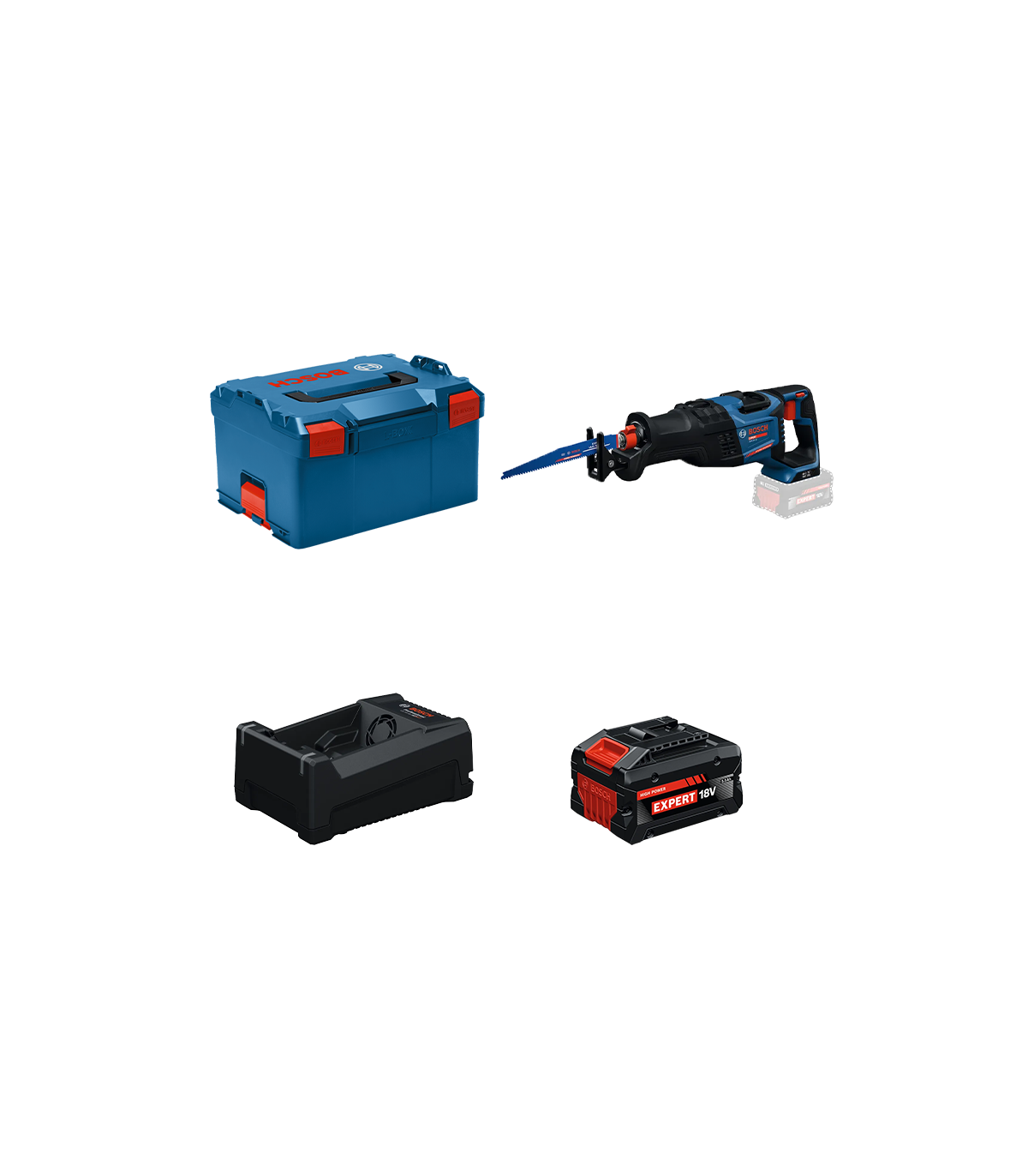 Scie sabre EXSAB 18V-32 + 1 Batterie EXPERT 5,5 Ah + 1 Chargeur GAL 12V/18V-80 BOSCH