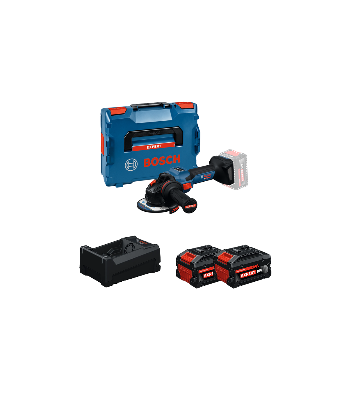 Meuleuse Ø125 mm EXPERT EXWS18V-15S + 2 Batteries EXPERT 5,5 Ah + 1 Chargeur GAL 12V/18V-80 BOSCH