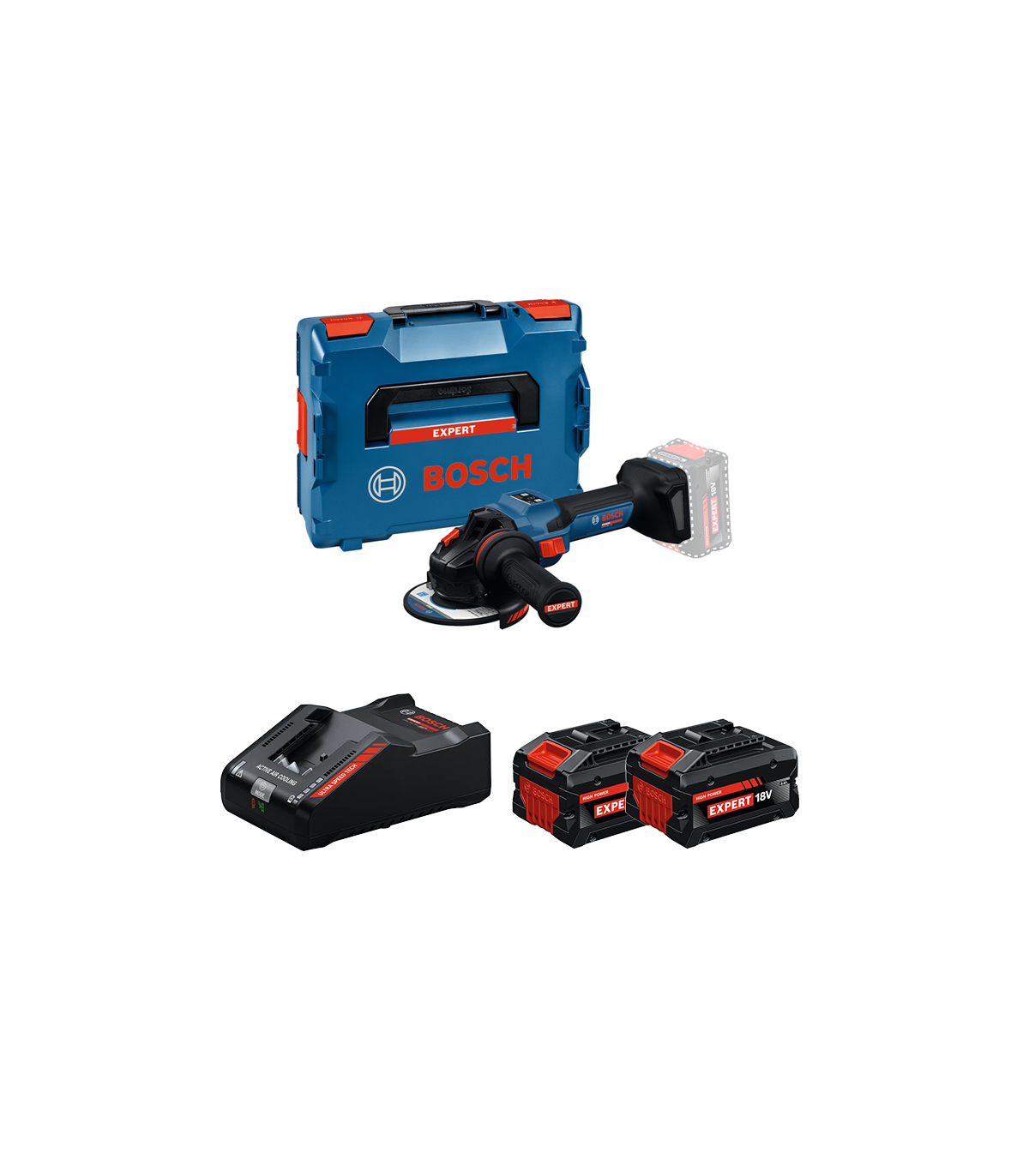 Meuleuse Ø125 mm EXPERT EXWS18V-15S + 2 Batteries EXPERT 8 Ah + 1 Chargeur EXAL18V-160 BOSCH