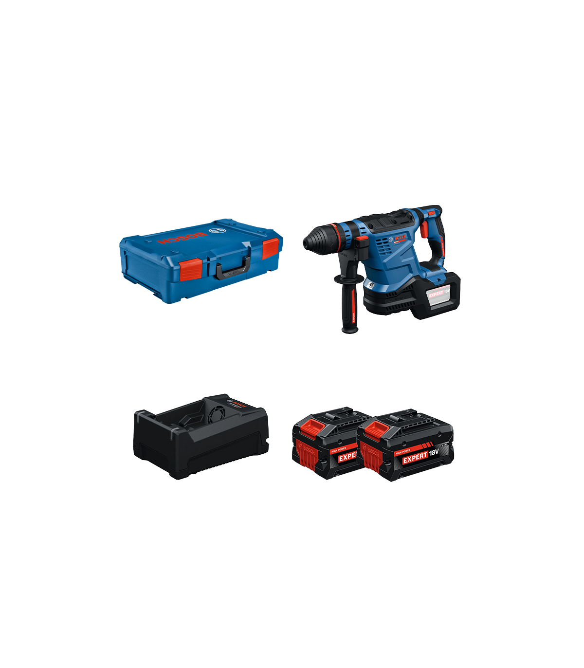 Perforateur SDS Plus EXPERT EXBH18V-32F + 2 Batteries EXPERT 5,5 Ah + 1 Chargeur GAL 12V/18V-80 BOSCH