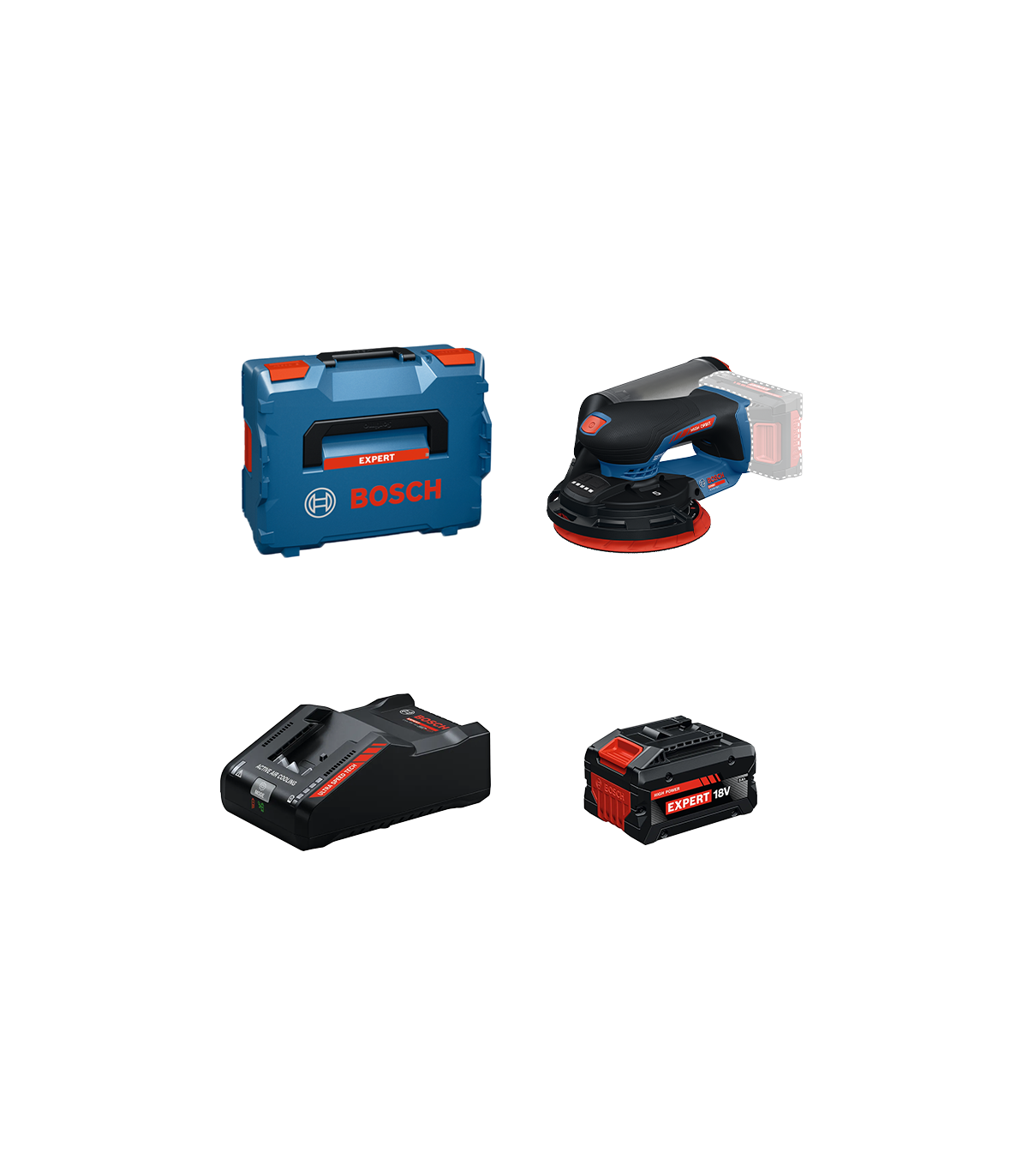 Ponceuse excentrique Ø150 mm EXPERT EXEX18V-150-5 + 1 Batterie EXPERT 8 Ah + 1 Chargeur EXAL18V-160 BOSCH