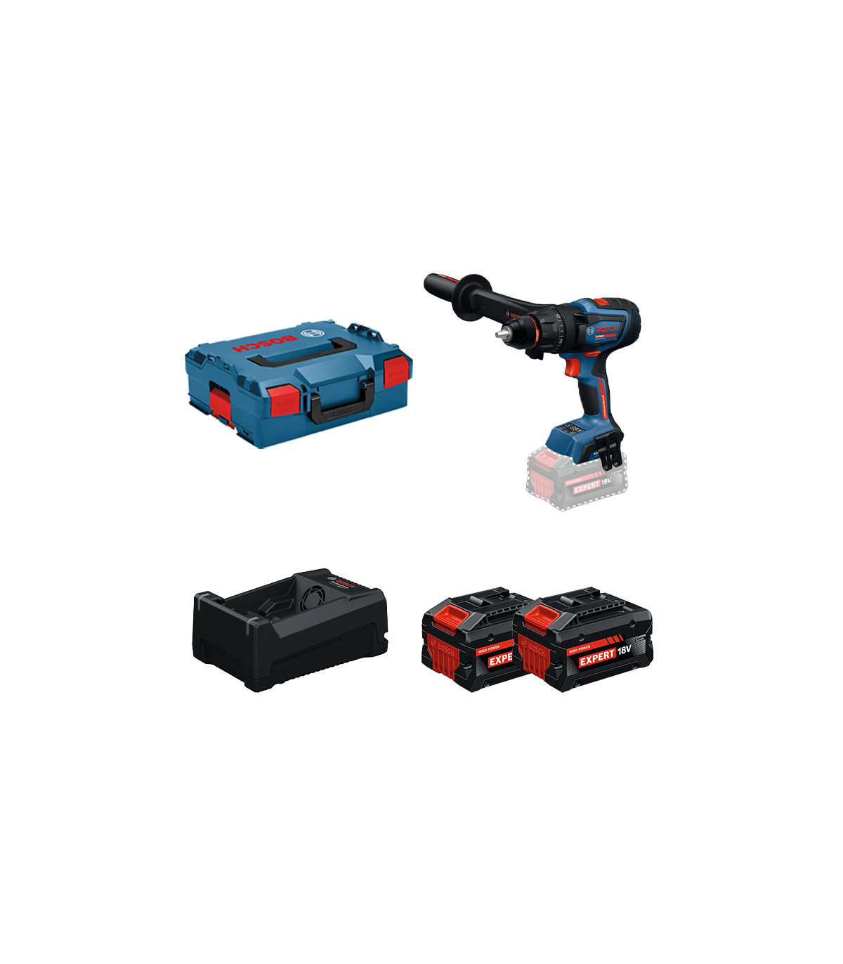 Perceuse visseuse à percussions EXPERT EXSB 18V-150 + 2 Batteries EXPERT 5,5 Ah + 1 Chargeur GAL 12V/18V-80 BOSCH