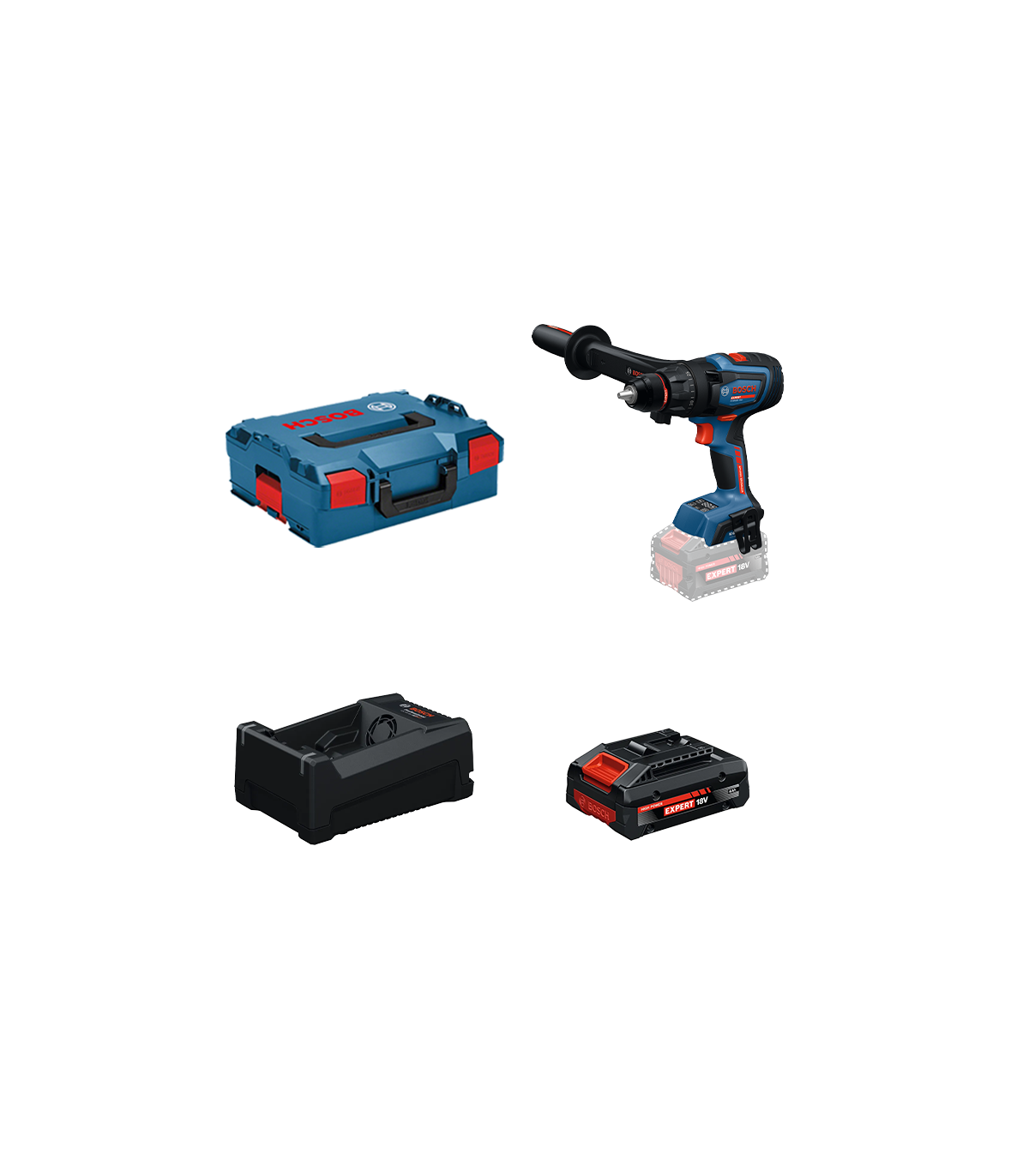 Perceuse visseuse EXPERT EXSR 18V-150 + 1 Batterie EXPERT 4 Ah + 1 Chargeur GAL 12V/18V-80 BOSCH