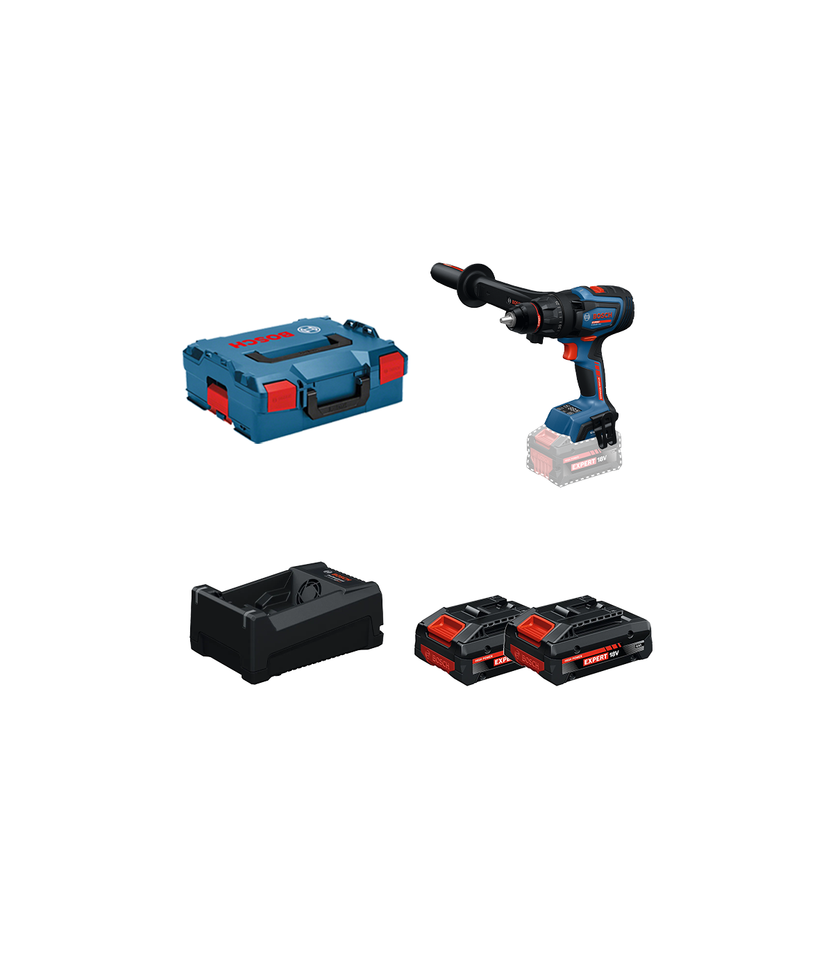 Perceuse visseuse EXPERT EXSR 18V-150 + 2 Batteries EXPERT 4 Ah + 1 Chargeur GAL 12V/18V-80 BOSCH