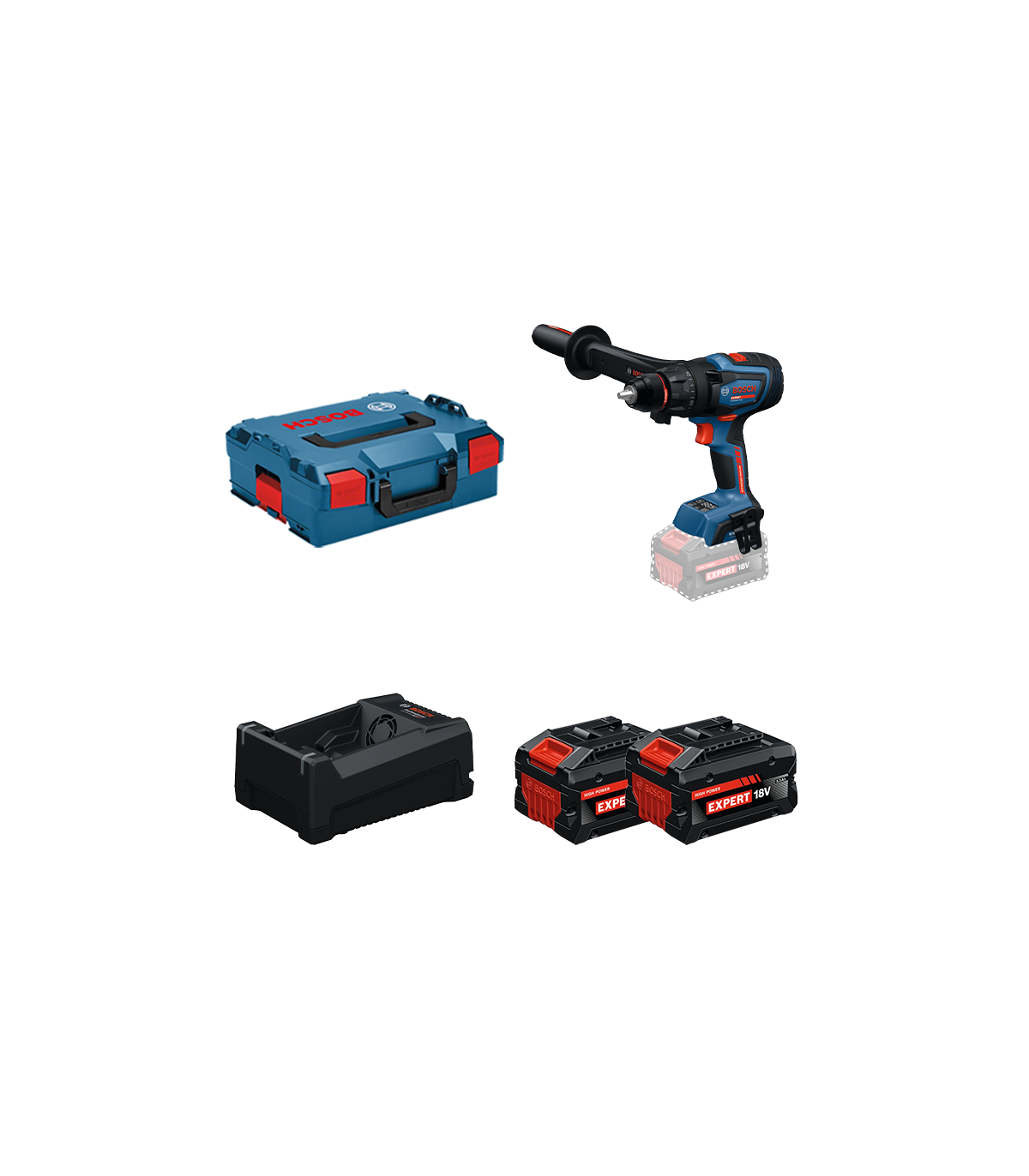 Perceuse visseuse EXPERT EXSR 18V-150 + 2 Batteries EXPERT 5,5 Ah + 1 Chargeur GAL 12V/18V-80 BOSCH