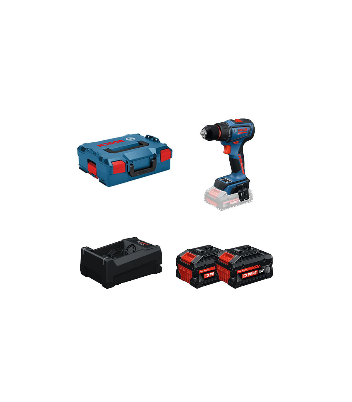 Perceuse visseuse EXPERT EXSR18V-90 + 2 Batteries EXPERT 5,5 Ah + 1 Chargeur GAL 12V/18V-80 BOSCH