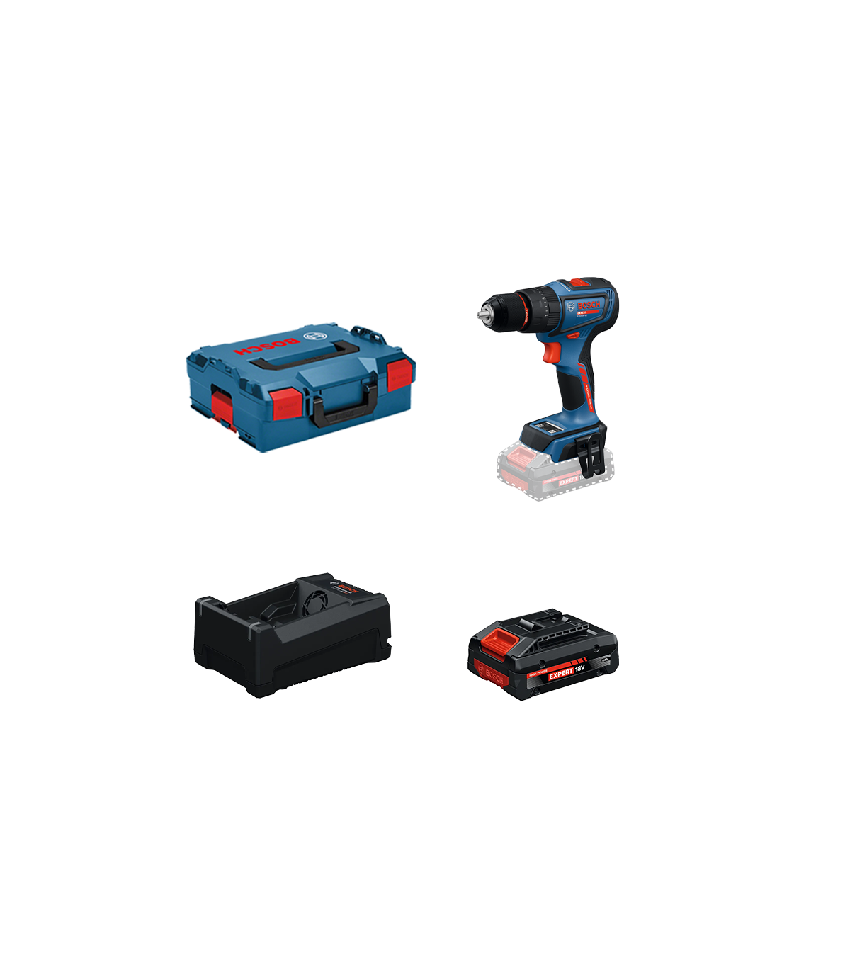 Perceuse visseuse à percussion EXPERT EXSB18V-90 + 1 Batterie EXPERT 4 Ah + 1 Chargeur GAL 12V/18V-80 BOSCH