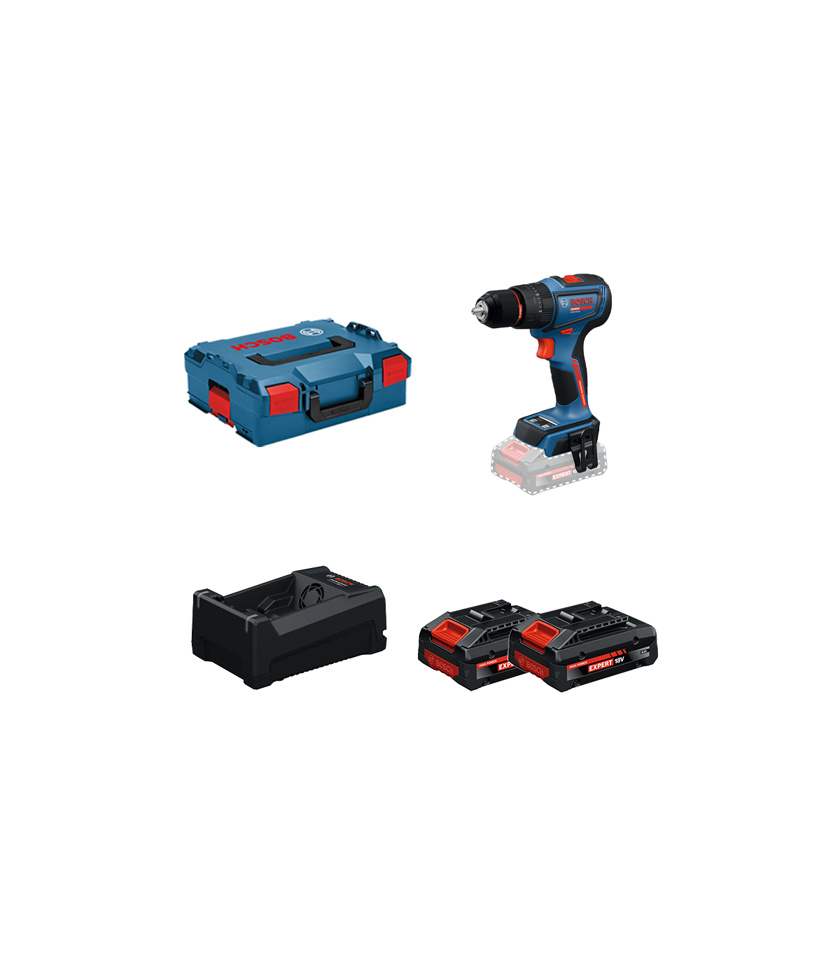 Perceuse visseuse à percussion EXPERT EXSB18V-90 + 2 Batteries EXPERT 4 Ah + 1 Chargeur GAL 12V/18V-80 BOSCH