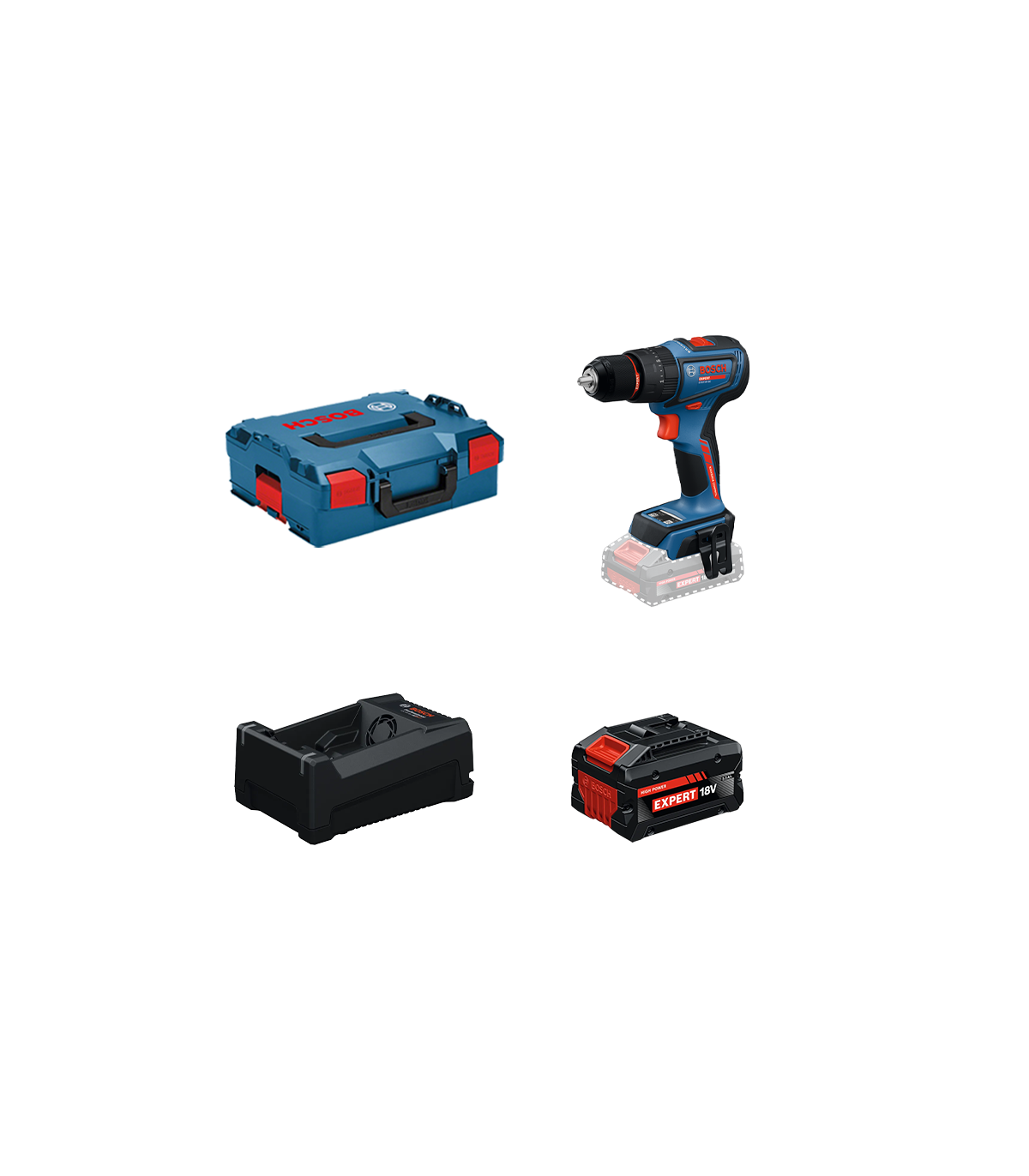 Perceuse visseuse à percussion EXPERT EXSB18V-90 + 1 Batterie EXPERT 5,5 Ah + 1 Chargeur GAL 12V/18V-80 BOSCH