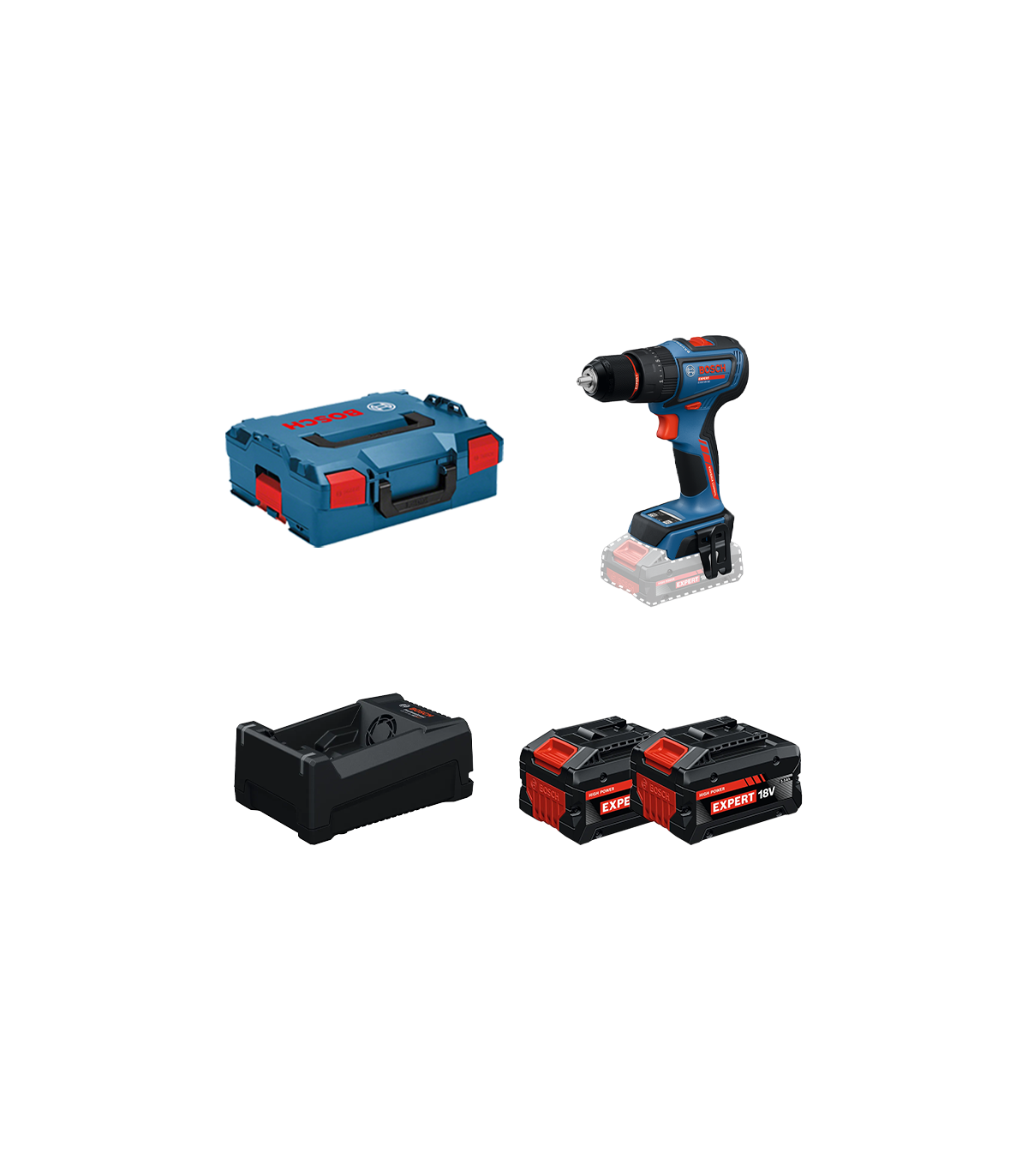 Perceuse visseuse à percussion EXPERT EXSB18V-90 + 2 Batteries EXPERT 5,5 Ah + 1 Chargeur GAL 12V/18V-80 BOSCH